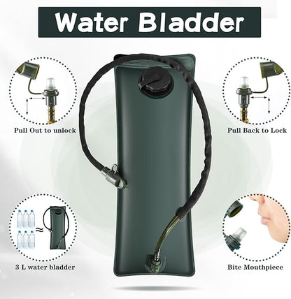 4 Pack Tactical Hydration Backpack with 3L Water Bladder Military Daypack Water Backpack Lightweight Hydration Back Pack for Running Cycling Climbing Hiking for Men Women