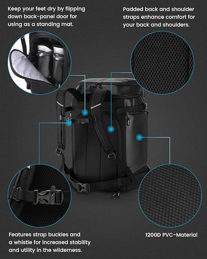Gonex 50L Ski Boot Bag Backpack, Waterproof Snowboard Boot Backpack for Men Women, Ski Boots Bag for Travel, Ski, Snowboard, Helmet, Goggles and Outerwear Black