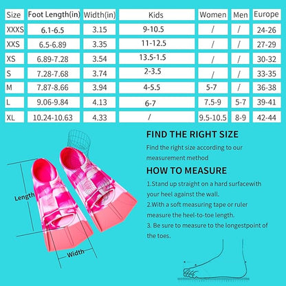 Kids Swim Fins,Short Comfortable Flippers for Lap Swimming and Training for Child,Girls,Boys,Beginners