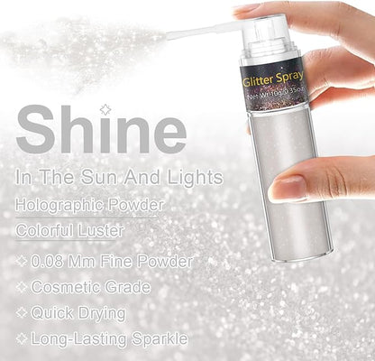 Hair and Body Glitter, 1PC Peal White Hair Glitter Extra Fine Face Shimmer Powder for Clothes, Festival Loose Sparkle Powder for Rave Clothes Nail Art Easter Halloween Crafts (Peal White)