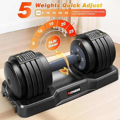 XDDIAS Adjustable Dumbbell Set of 2, 25/55/80LB Dumbbell Set-1Sec Adjustable Weights-5/10 in 1 Free Weights Dumbbells Set with Effortless Tray/No-Slip Handle-Compact Size for Women/Men at Home Gym