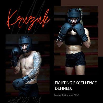 Kruzak Matte Black Boxing Gloves and Pads, Boxing Gloves Training Set for Kickboxing and Muay Thai MMA Training - Boxing Kit for Adults with Punching Pads for Martial Arts and Karate