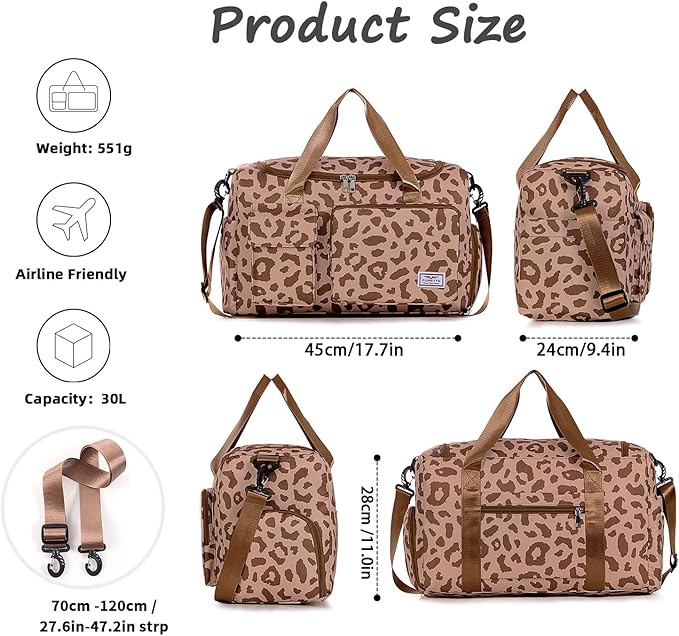 FIORETTO Women's Gym Duffle Bag with Shoes Compartment, 37L Capacity, Ideal for Travel, Gym, Sports, Duffel, Weekender