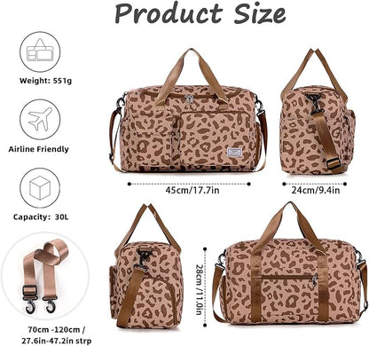 FIORETTO Women's Gym Duffle Bag with Shoes Compartment, 37L Capacity, Ideal for Travel, Gym, Sports, Duffel, Weekender