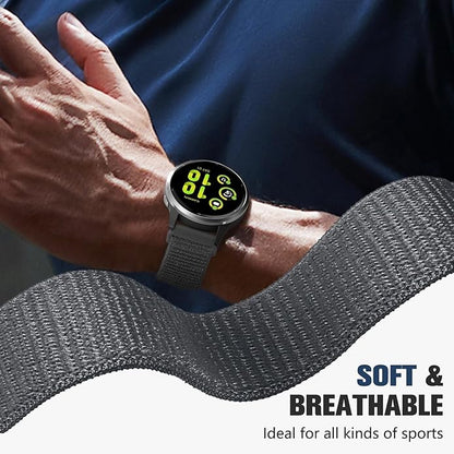 18mm 20mm 22mm Hook and Loop Watch Band Compatible with Garmin Vivoactive 5/ Vivoactive 6/ Vivoactive 3, Soft Nylon Breathable Sport Strap for Venu 2S/ Venu3S/ Forerunner 265s,Venu 3/ Venu 2 Men Women