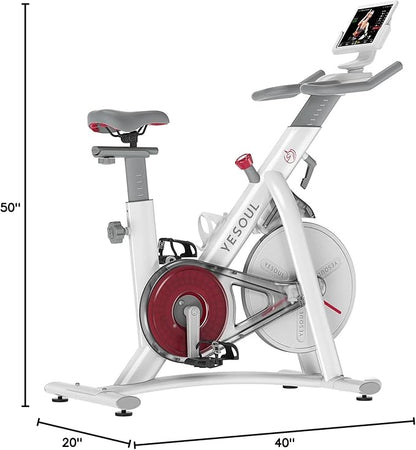Yesoul Black Exercise Bike for Home,Smart White Cycling Bike Magnetic Stationary Bike, Low Noise Indoor Cycling Bike for Home Gym Electric Stationary Bike with Tablet Mount & Comfortable Seat Cushion for Women Apartment Workout Bike for Fitness