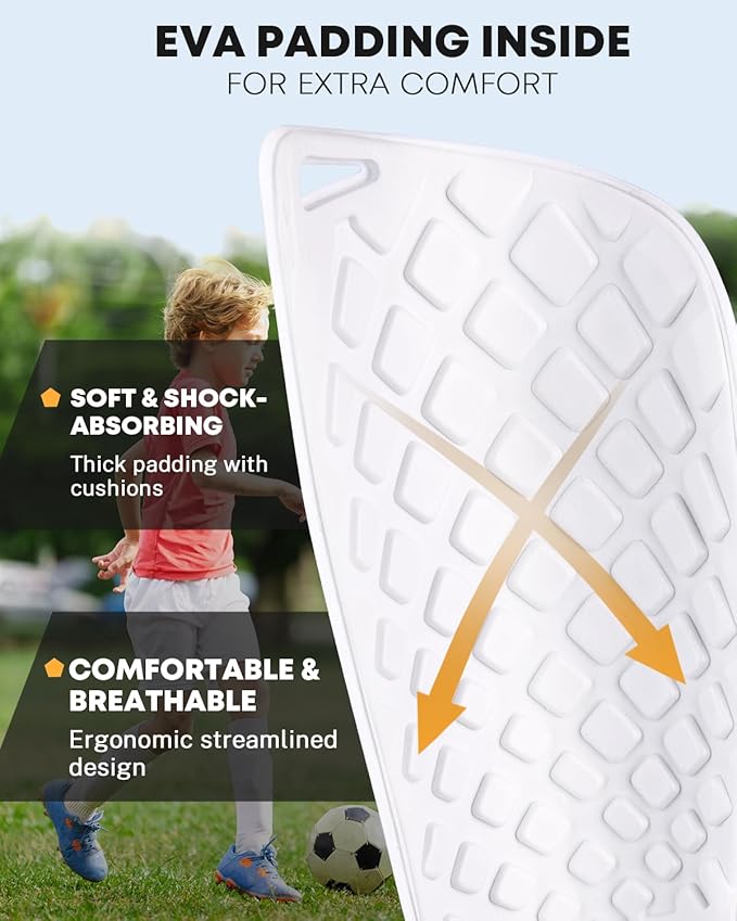 Gonex Soccer Shin Guards for Kids Adult, Youth Boys Girls Shin Guards Slip in Soccer Shin Pad Sleeves Canilleras for Football Games, EVA Cushion Protection Reduce Shocks & Injuries