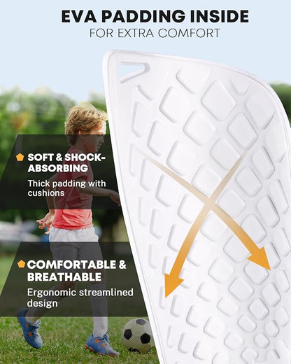 Gonex Soccer Shin Guards for Kids Adult, Youth Boys Girls Shin Guards Slip in Soccer Shin Pad Sleeves Canilleras for Football Games, EVA Cushion Protection Reduce Shocks & Injuries