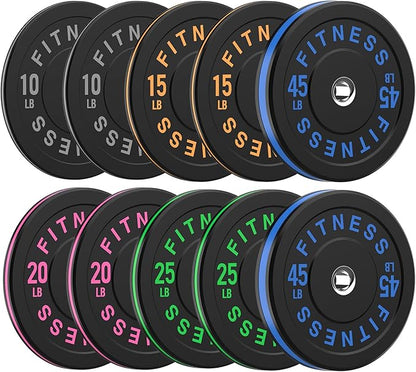 2 Inch Bumper Plates，10-500lbs，Barbell Rubber Olympic Weight Plates Set for Home Gym, Strength Training & Weight Lifting, Multiple Options Colors