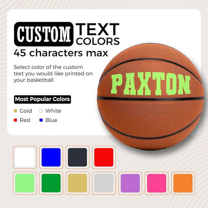 HAMMET Personalized Basketball – Customized Basketball with Your Name or Text – Multiple Colors, Fonts & Designs Available – Durable for Indoor and Outdoor - Ideal Gift for Son, Daughter, Boy or Girl