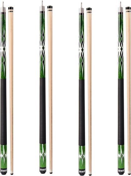 GSE Games & Sports Expert 58" 2-Piece Canadian Maple Hardwood Billiard Pool Cue Sticks for Men/Women, House or Commercial/Bar Use (Several Colors, Weight 18oz, 19oz, 20oz, 21oz Available)