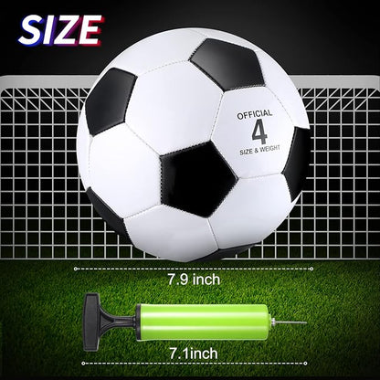 HyDren 4 Pack Soccer Ball with Pump Official Size 4/5 Deflated Soccer Balls Bulk for Outdoor Indoor Practice Training Sport Gift for Kids Boys Teen Youth Adult
