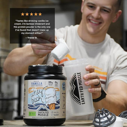 Earth Fed Muscle Whey Back Irish Grass Fed Whey Protein Isolate - NSF-Certified. No Artificial Ingredients, Soy Free, Gluten Free, Non-GMO and Hormone Free (2 Pound, 29 Servings, Vanilla)