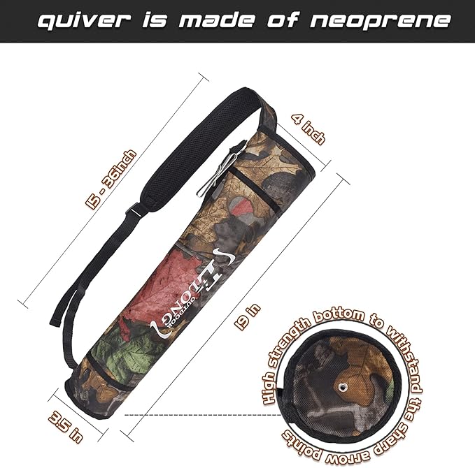 Elong Adjustable Archery Back Arrow Quiver Holder - Upgraded Quiver Arrows for Compound Recurve Bow and Hunting Target Practicing Youth and Adults