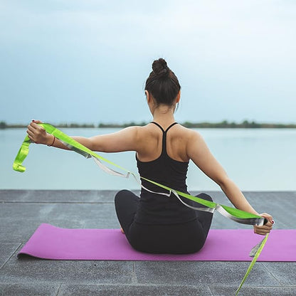 SANKUU Yoga Straps Stretching Strap with 12 Loops Workout Poster, Straps for Stretching Physical Therapy Equipment Long Stretch Out Bands for Exercise, Pilates and Gymnastics for Women Men