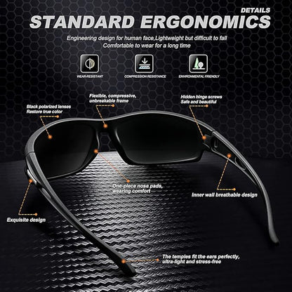 3PACK Polarized Sports Sunglasses for Men Driving Golf Fishing Running Sun Glasses UV400 Protection