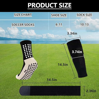 3 Pairs Mens Grip Soccer Socks, 3 Pairs Shin Sleeves with 1 Pack Shin Guards and 4 Shin Straps, Soccer Football Game Set 11 Pcs