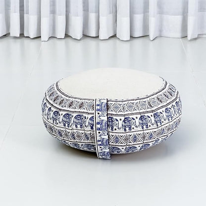 Leewadee Meditation Cushion Set – 1 Round Zafu Meditation Pillow and 1 Square Roll-Up Zabuton Meditation Mat, Pillows Bundle Filled with Kapok
