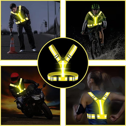 Led Reflective Vest Running Gear,USB Rechargeable Light Up High Visibility Running Vest,6-11hrs Light with Adjustable Waist/Shoulder for Runners Walkers