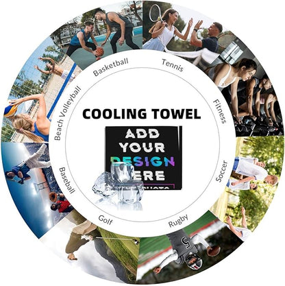 Custom 1-100PCS Cooling Sports Towel, Personalized Photo Logo Soft Cold Exercise Towel for Neck and Face Customized Quick-Drying Cooling Wrap Fitness Workout Sweat Towel 12"x40" (50)