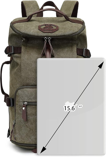 Kalesi Gym Duffle Bag Backpack 4-Way Vintage canvas with Shoes Compartment for travel Sport Hiking laptop (Vintage green)