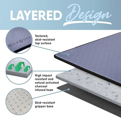 MICRODRY Deluxe Fitness Exercise Yoga Mat for Home & Gym, Extra Thick for High Impact Training, Multi Layered Skid Resistant Surface, Odor Neutralizing with Carrying Strap