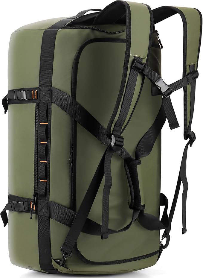 40L/60L/90L Large Waterproof Duffle Bag Backpack for Men, Mens Duffel Backpack Bags for Traveling, Heavy Duty (Green, 60L)