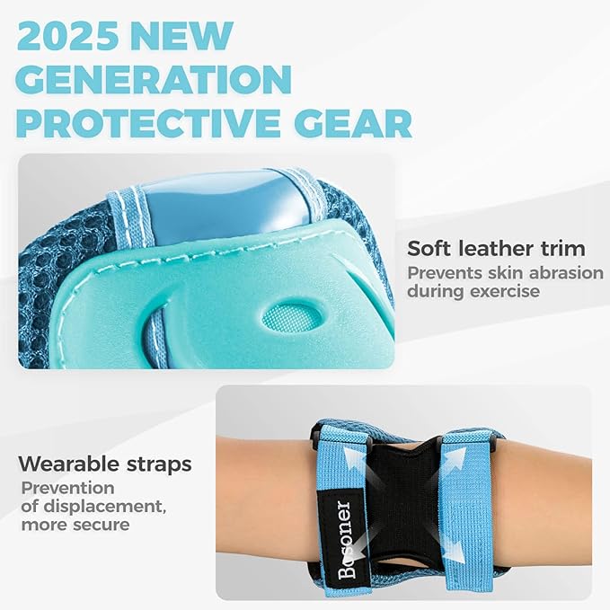 BOSONER Kids/Youth Knee Pad Elbow Pads Guards Protective Gear Set for Roller Skates Cycling BMX Bike Skateboard Inline Skatings Scooter Riding Sports