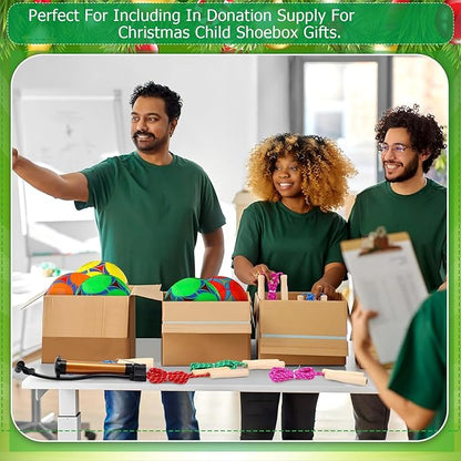 12 Sets Operation Christmas Deflated Soccer Ball Bulk with Pump Jump Rope, Bulk Soccer Balls 7.25 ft Adjustable Skipping Rope Outside Sport Balls