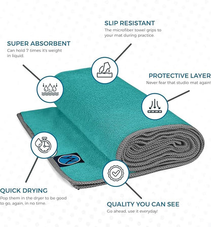 Youphoria Yoga Microfiber Non-Slip Towel - Hot Yoga Mat Towel for Enhanced Grip and Sweat Absorption