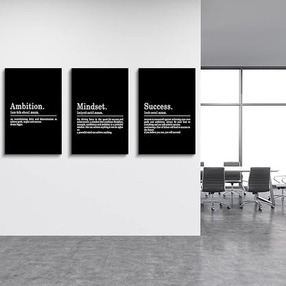Inspirational Canvas Painting Wall Art -EPHANY ART, Motivational Wall Art Success Framed Entrepreneur Poster Positive Quotes Wall Poster for Home Office Workplace (M-3pcs,16x24inchx3pcs)