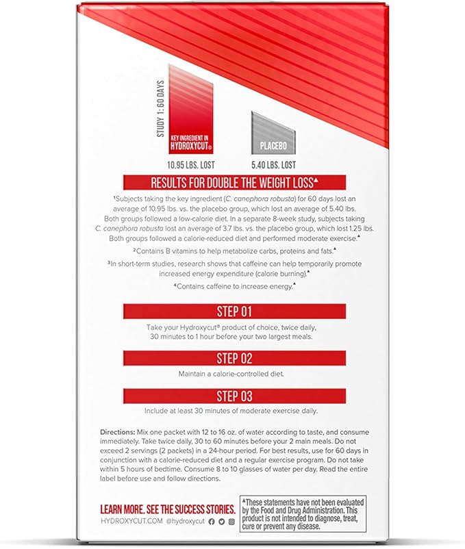 Hydroxycut Drink Mix, Wildberry Blast - 21 Travel-Size Packets, Pack of 2 - Zero Calories, Zero Sugar - Boost Metabolism, Burn Calories, Increase Energy - for Women & Men