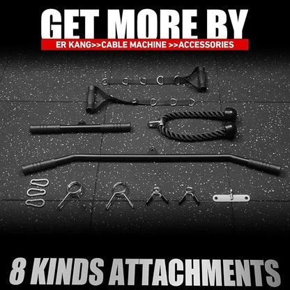 ER KANG Wall Mount Cable Station, Cable Crossover Machine with 18 Positions Dual Pulley System for Home Gym Fitness Equipment