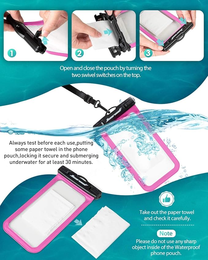 Hiearcool Waterproof Phone Pouch,Waterproof Phone Case for iPhone 17 16 15 14 13 Pro Max,IPX8 Phone Waterproof Pouch for Beach Cruise Ship Travel Essentials Green&Bright Red-2Pack