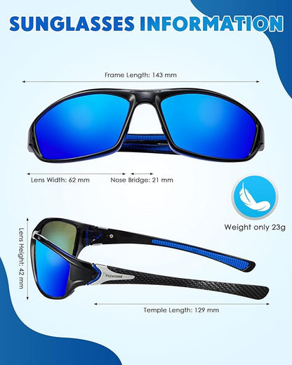 Frienda 6 Pack Polarized Sport Sunglasses for Men Multipack Fit over Glasses Pack Lot Set Men's Sport Fishing Eyeglasses