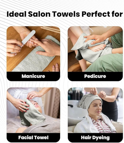 Avalon Salon Towel - Silver Hand Towels Bulk Pack of 24-100% Cotton Absorbent Spa, Facial & Gym Towels for Working Out - 16x27 Inches (Not Bleach Proof)