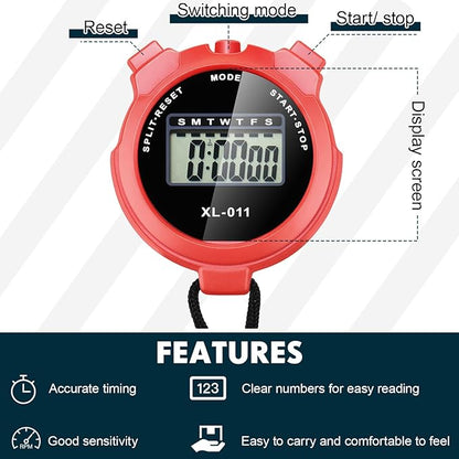 Kanayu 28 Pcs Multi Function Digital Stopwatch Timer Bulk Sports Stopwatch with Lanyard Date Time Alarm Timer for Coach Swimming Running Sports Train