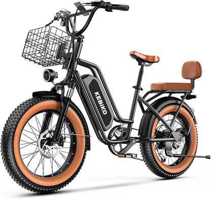 1500W Electric Bike for Adults,48V 20/60Ah Removable Battery Max Range 80Miles & 30MPH Electric Bicycle,20''×4" Fat Tire Ebike,Adult Electric Bicycles for Commute Beach Snow,E-Bike UL Certified