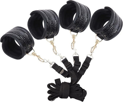 6pcs Black PU Adjustable Straps Sports Training Fitness Gear Home Yoga Set