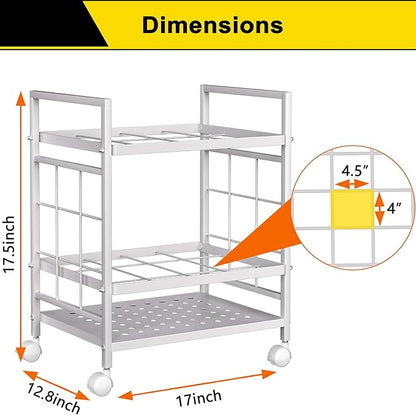 GIOTORENT Blueprint Storage Rack, Holder with Wheels, Map/Poster/Architectural Plan Storage, 12 Slots, 2 Brakes, Silent Wheels for Home, Office, School (White)
