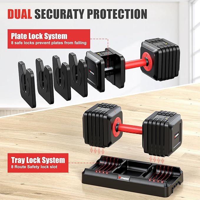 XDDIAS Adjustable Dumbbell Set of 2, 25/55/80LB Dumbbell Set-1Sec Adjustable Weights-5/10 in 1 Free Weights Dumbbells Set with Effortless Tray/No-Slip Handle-Compact Size for Women/Men at Home Gym