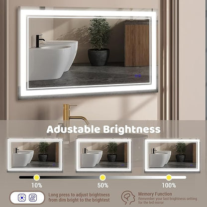 Led Mirror for Bathroom Front Lighted Smart Vanity 40x24 Inch 3 Colors CRI95+, Memory