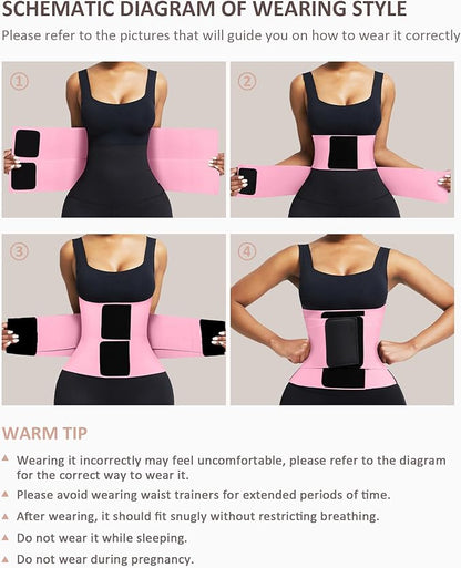 FeelinGirl Waist Trainer Belt Waist Cincher Trimmer Ab Belt Tummy Control Body Shaper with Triple Wrap Women and Men