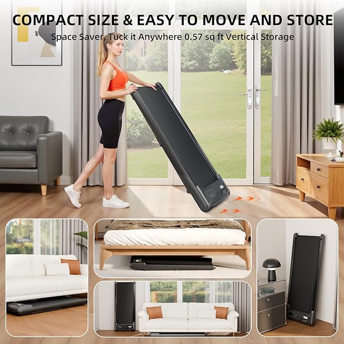 Walking Pad Treadmill, Adjustable 10% Incline 450LBS Capacity, 3.5HP 4 in 1 Portable Treadmills for Home Office, Under Desk Treadmill with Handle Bar, LED Display Remote Control