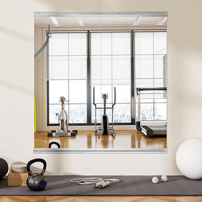 Home Gym Mirror - 2 PCS 24×48 inches, Large Wall Mounted Frameless Full Length Body Mirror for Dancing Studio, Exercise, Fineness, Yoga, Tempered Glass