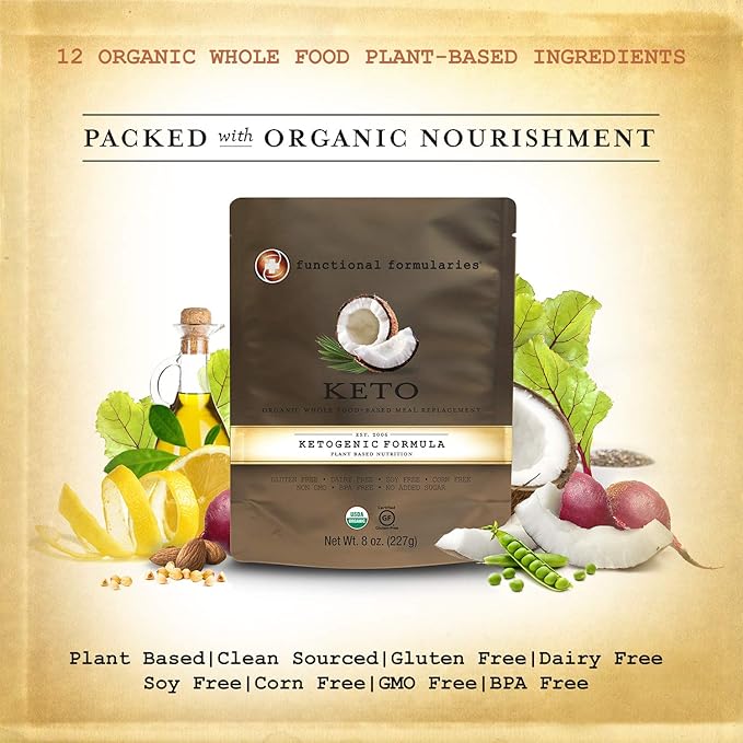 Functional Formularies Ketogenic Meal Replacement Supplement, Add To Your Recipes For Perfectly Balanced Keto Organic Nutrition, 24 Pack