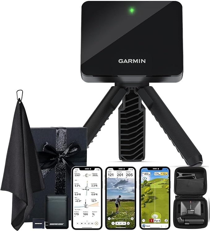 Garmin Approach R10 Portable Golf Launch Monitor | Take Your Game Home or Practice at The Driving Range | Track Metrics, Record Video or Play 43,000+ Courses with Signature Series Gift Bundle
