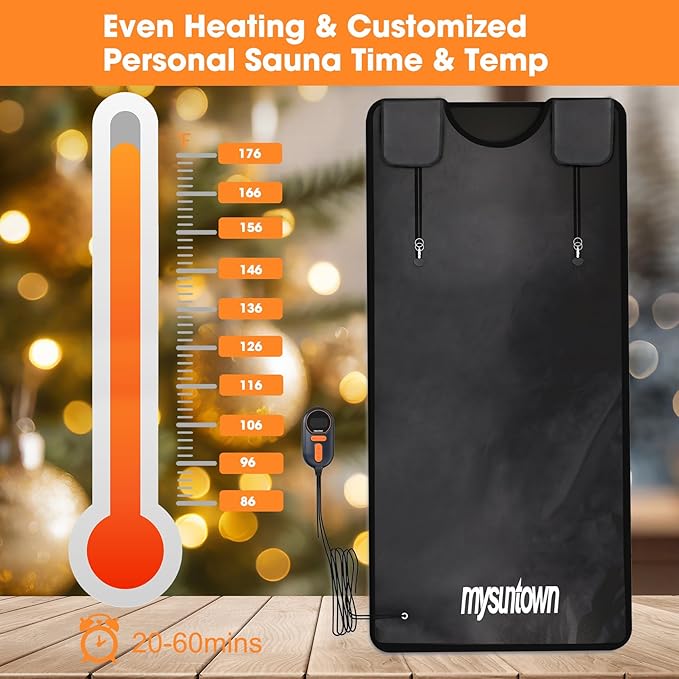 Infrared Sauna Blanket,Portable Sauna Blanket at Home for Body Health and Detoxification,Sauna Blanket for Home Use with Red Light Therapy, Low EMF , 86-176℉, 20-60 Minutes Timer, 5.9ft x 2.62ft