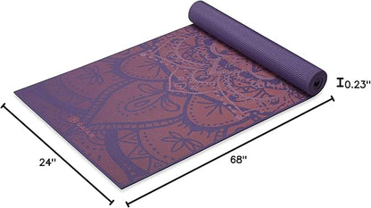 Gaiam Yoga Mat - Premium 6mm Print Extra Thick Non Slip Exercise & Fitness Mat for All Types of Yoga, Pilates & Floor Workouts (68"L x 24"W x 6mm Thick)