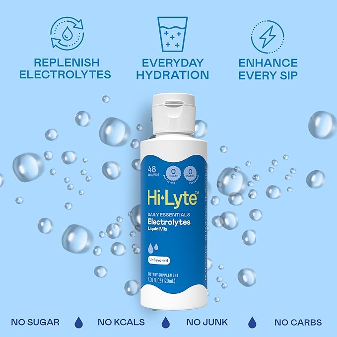 Hi-Lyte Sugar Free Electrolytes for Rapid Hydration, Fasting and Immune Support (3 Bottles, 144 Servings) | NO Calories | 20%+ More Potassium, Magnesium & Zinc